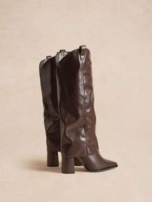 Rosivie Fashion Maillard Brown Pants Boots Pointed Thick High Heel Women's Boots - Brown - View 6