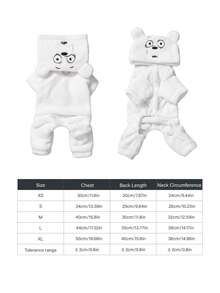 We Bare Bears X PETSIN 1件刺繡可愛卡通圖案寵物變裝服，貓狗通用款厚實保暖連身衣，非常適合室內舒適保暖或秋冬寒冷戶外散步穿著 - 白色 - 查看 3