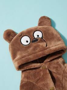 We Bare Bears X PETSIN 1件通用貓狗服裝，柔軟親膚且鎖溫，秋冬保暖舒適熊形角色扮演連身衣，室內休閒或寒冷戶外冬季散步，生日卡通寵物服裝禮物 - 棕色 - 查看 5