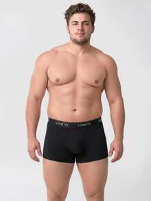 LUVLETTE Plus 3-Pack Cotton Mid Rise Printed Letter Webbing Men's Boxer Briefs Black - Multicolor - View 14