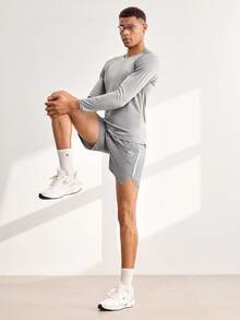 Driftmere Boyfriend Style Men Shorts Set Boyfriend Style Men Contrast Panel Sports Set, Athletic Suit, Tracksuit Workout Gym Set , Lightweight - Grey - View 9