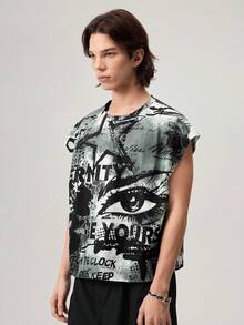 Men's Street Style Loose Graffiti Oversized Print Cropped Tank Top, Suitable For Summer, Holiday - Multicolor - View 4