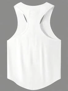 RISE LYT Men's Muscle Sense Print Fashionable Sleeveless Top Workout Running Tank Top, Gym - White - View 2