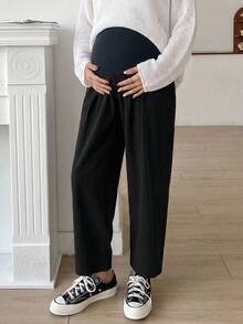 Dazy Maternity 纯色休闲哈伦裤，宽松可调节腰围百搭孕妇裤 - 黑色 - 查看 6