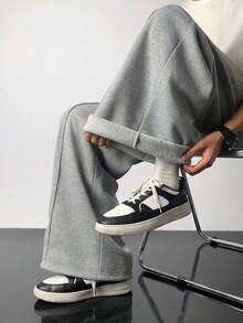 SHEIN 青少年男孩休閒長褲，灰色運動長褲，極簡百搭百搭，Y2K下身，SS26，適合春季/夏季，休閒出遊，情人節，約會，旅行，度假，家庭聚會，返校，婚禮，運動，生日派對 - 灰色 - 查看 3