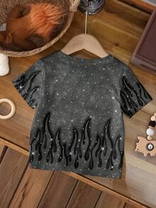 SHEIN HOT STUFF Tween Boy Cartoon Print Casual Daily Short Sleeve T-Shirt - White - View 2