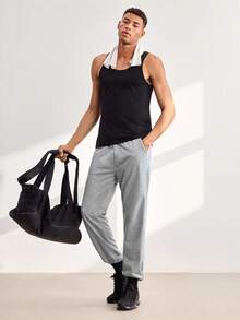 Driftmere Men's Drawstring Waist Loose Wide Leg Casual Sweatpants, Autumn/Winter Spring Sports Fall - Light Grey - View 7