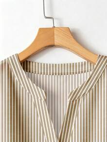 EMERY ROSE Plus Size Women's Casual Long Sleeve Shirt And Pants 2 Pieces Set, Women's Striped Set, Women's Casual Set Fall - Multicolor - View 4
