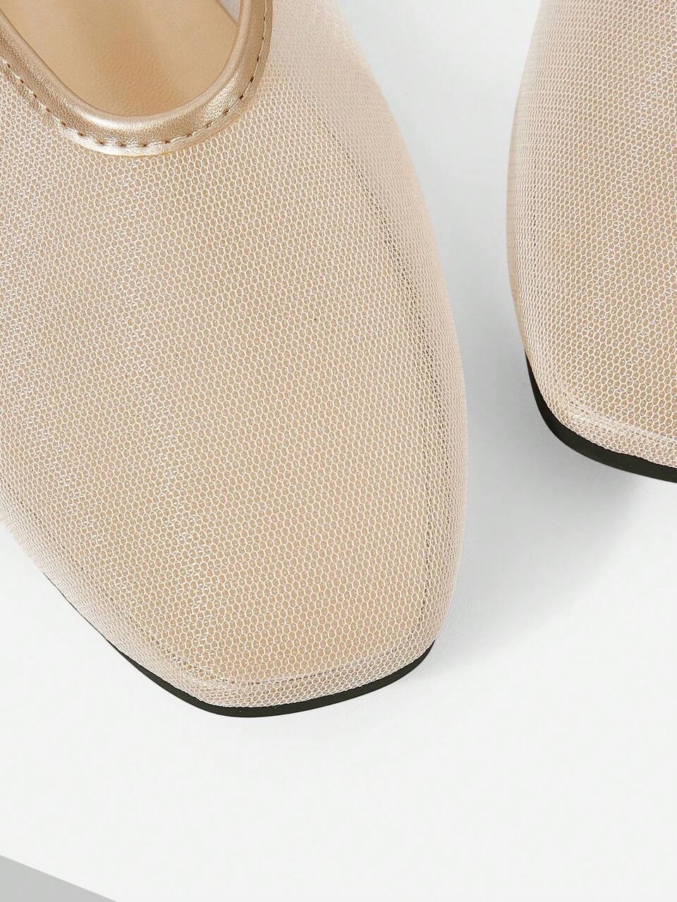 WOMEN'S MESH SQUARE TOE FLAT SLIP-ON SHOES
