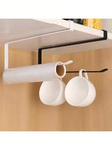 1 PC No Drill Wall Mounted Kitchen Paper Towel Storage Rack Multifunctional Holder For Kitchen Bathroom Cabinet Household Organizer Accessory - Multicolor - View 7