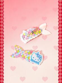 HELLO KITTY AND FRIENDS | SHEIN 4Pcs Sequined Fishtail Mermaid Hairpin Edge Clip Bangs Clip - Multicolor - View 3
