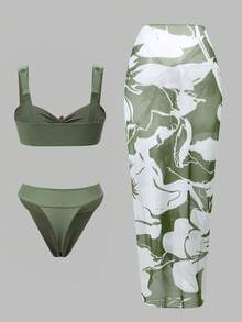 Swim Oasis 26SS 春夏純色金屬飾吊帶女款夏季度假泳裝套裝女式泳衣 - 綠色 - 查看 6