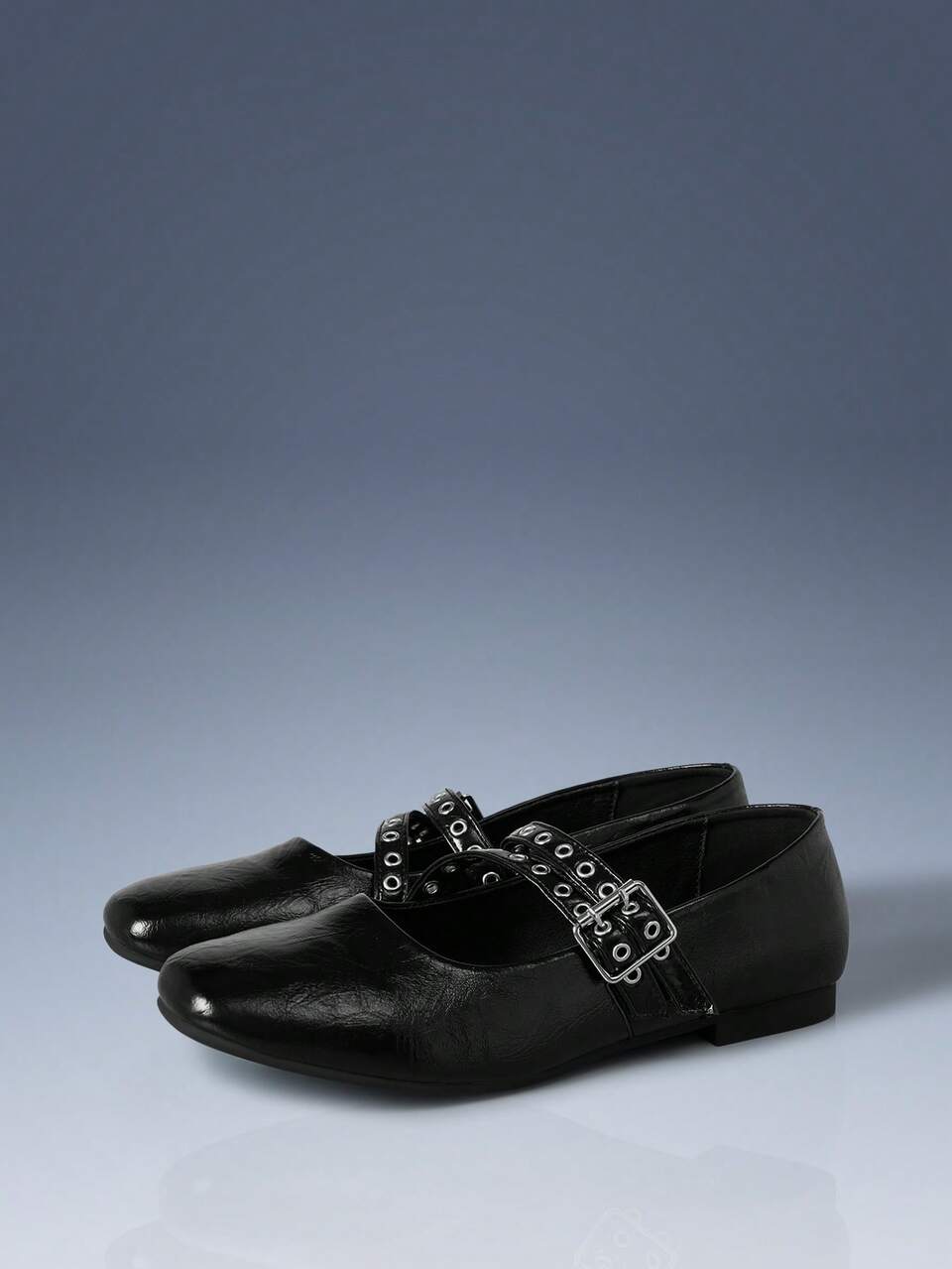 CUCCOO GRLICON Women's Flat Shoes PU Material New Metal Buckle Fashion College Style Elegant