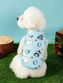 We Bare Bears X PETSIN 2件裝可愛小熊好友照片海灘排球游泳字母印花寵物背心藍色刺繡休閒風無袖柔軟透氣防毛寵物衣服 - 彩色 - 查看 3