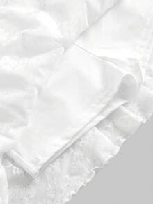 SHEIN 少女休闲优雅法式蕾丝层叠荷叶边修身短裙，公主裙，生日派对，春季郊游，日常穿着，白色连衣裙，毕业舞会，海滩度假，生日聚会，花童礼服 - 白色 - 查看 7