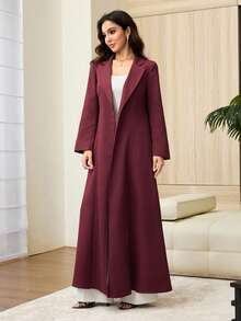 Yasmyna Spring Summer Autumn Elegant Blazer Collar Single-Breasted Long Coat, Sheer Cape Fashionable Women's Robe - Burgundy - View 4