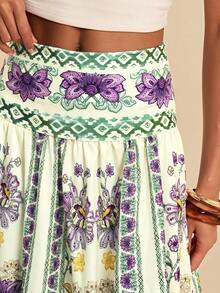 Travachic Spring/Summer Vacation Woven Printed Women's Skirt Beach Vacation Purple Floral Boho - Multicolor - View 8