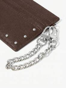 Viva Strut 1pcs Rivet Decoration Multi-Card Card Clip, Metal Chain Buckle, Tcool Wind Bag Pendant Wallet - Brown coffee - View 5