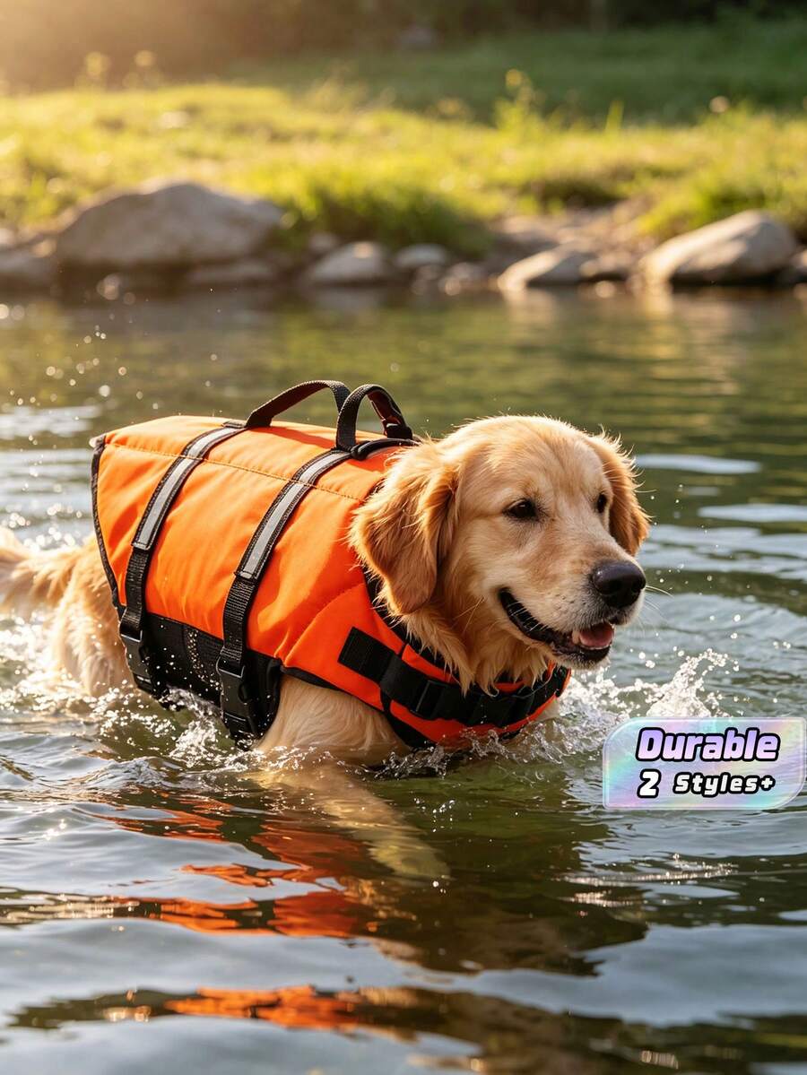 Large And Medium-Sized Dog Life Jackets - Highly Durable, With Excellent Buoyancy And High Reliability, Suitable For Use By Large And Medium-Sized Dogs. - Orange - View 1