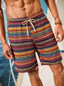 Manfinity RSRT Men's Summer Casual Colorful Striped Shorts - Multicolor - View 4