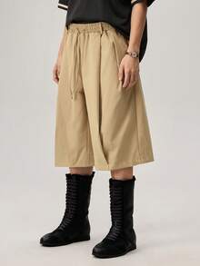 Vaulklash Men's Solid Color Drawstring Waist Casual Versatile Daily Wear Shorts - Khaki - View 5