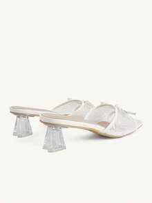 CUCCOO HITCHD Women's Shoes Fashion Open-Toed Transparent High-Heeled Sandals Women's Elegant Romantic And Comfortable Temperament Versatile Thick-Heeled Cool Slipp - Curved white - View 6