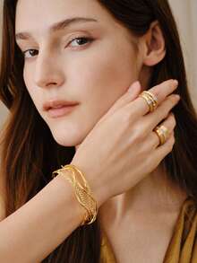 Opalesca Gold Geometric Double Wrap Ladies Bracelet - Gold - View 3