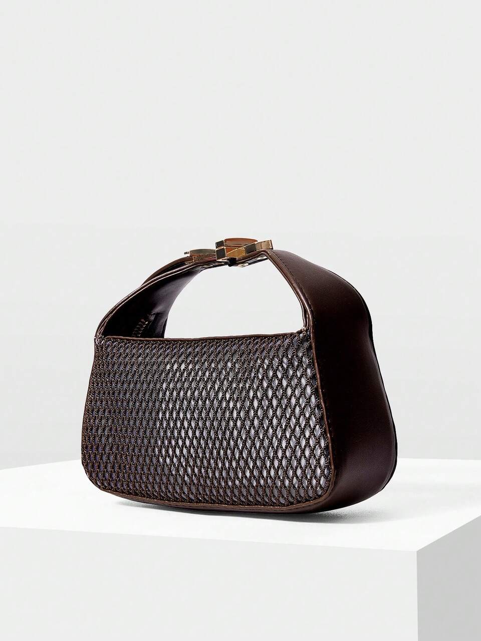 LADIES HANDBAG, EXQUISITE AND SIMPLE MESH SPLICING HANDBAG, SMALL AND LIGHTWEIGHT,  FOR GIRLS, LADIES, DAILY, COMMUTING, SHOPPING