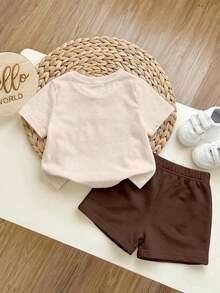 SHEIN | PAW Patrol Baby Boy Casual Simple, Soft And Comfortable, Cartoon Puppy Print, Round Neck Short Sleeve T-Shirt And Shorts 2pcs Set, Suitable For Spring And Summer - Multicolor - View 2