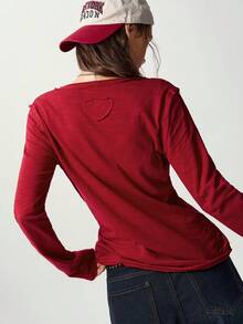 Bohemela Women's Butterfly Pattern Casual Grunge Versatile Daily Wear T-Shirt Everyday Dark Red Summer - Blue - View 7