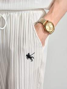 VeloEdit Men's Minimalist Printed Short Sleeve Shirt And Pants SetFall Winter - White - View 9