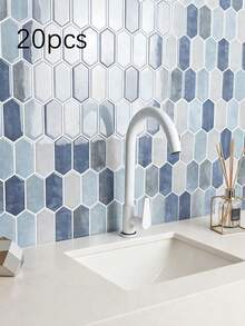10/20PCS  Thickened Design Blue Peel And Stick Wall Tile, 30.48x30.48cm Self Adhesive Backsplash Tile For Kitchen Bathroom - blue - View 11