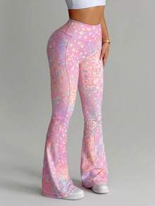 Velisys Velisys Seamed Colorful Leopard Print Flared Pants (With Pockets) - Multicolor - View 6