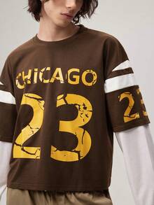 Vaulklash Men's Brown Striped Crew Neck Long Sleeve Loose Fit Sweatshirt, Hip Hop, Ribbed, Spring/Fall/Summer, Pullover, Lightweight, Breathable, Cool, Casual Gift For Father/ Husband - Brown - View 8