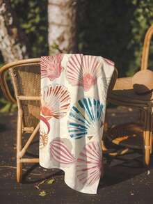 Cirelle 1pc Microfiber Beach Towel, Watercolor Seashell Pattern Sand Free Beach Towel, Quick Dry Super Absorbent Swim Pool Towel - Multicolor - View 2