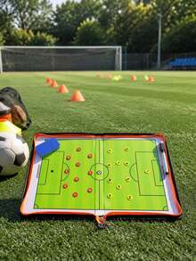 1pc Zipper Football Tactics Board, Foldable Sand Table Tactics Board, Special Folding Zipper Tactics Board For Coaches In Football Matches - Green - View 6