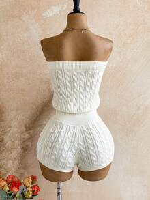 Soleia Women's Solid Color Casual Daily Strapless Romper - Beige - View 2