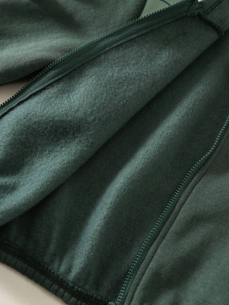 SHEIN 2 قطعة ملابس للأطفال الذكور، جاكيت بغطاء رأس بأكمام طويلة بنمط ديناصور كرتوني وألوان متباينة، وبنطال طويل بخصر مطاطي، ملابس العودة إلى المدرسة في فصل الخريف والشتاء - متعدد الألوان - مشاهدة 8