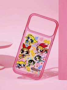 THE POWERPUFF GIRLS X SHEIN 卡通圖案粉色透明手機殼，防摔保護 13-17 手機殼 - 彩色 - 查看 2