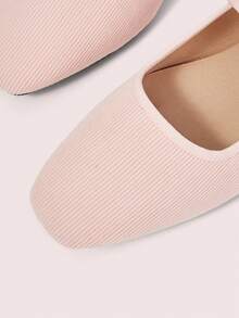CUCCOO DOLLMOD Women's Shoes, Pink Corduroy Texture, Mary Jane Flats, Breathable Square Toe Head Ballet Shoes - Baby Pink - View 4