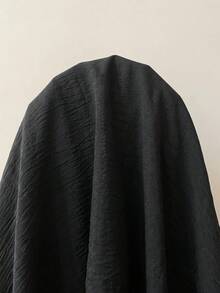 Comfortcana 大尺碼休閒百搭通勤純色襯衫與長褲套裝 - 黑色 - 查看 4