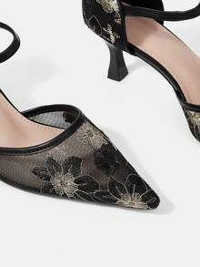 CUCCOO HITCHD Women's Gauze Net Shoes - Fine embroidery mesh black - View 4