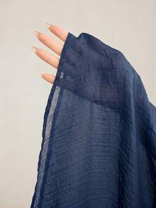Veilorie 3/4 Sleeve High Neck Ruched Waist Elegant Versatile Dress - Navy Blue - View 11