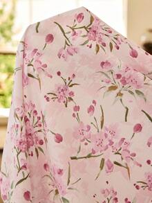 Tulorae Floral Print Contrast Piping PJ Set Light Pink Pajama Set Pink Floral Pajama Set Floral Pj Set Vintage Pajama Set , Fall Winter Clothes - Pink - View 8