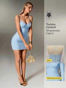 Nuvra Light Blue Lace Spaghetti Strap Bandage Mini Dress For Date Night Out Club Party Summer Sexy - Baby Blue - View 1