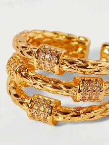 Glisma 女款單枚戒指，高級感/老錢風/優雅，性感/復古，適合媽媽/女性/女孩/母親，夏季/海灘/舞會/派對，18K鍍金 - 金黃色 - 查看 5