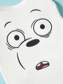 We Bare Bears X PETSIN 1件大眼熊驚艷表情印花寵物背心 白色無袖 柔軟透氣 防毛寵物衣服 - 白色 - 查看 3