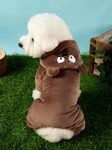 We Bare Bears X PETSIN 1件通用貓狗服裝，柔軟親膚且鎖溫，秋冬保暖舒適熊形角色扮演連身衣，室內休閒或寒冷戶外冬季散步，生日卡通寵物服裝禮物 - 棕色 - 查看 2