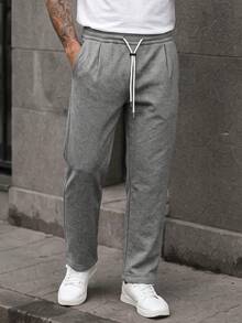 Manfinity CasualCool Men's Mature Casual Grey Loose Straight Leg Sweatpants - Dark Grey - View 5