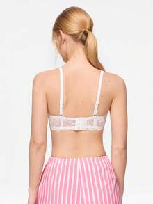 Bonmuse Women's Sexy Skin-Friendly Lace Bra, French Romantic Casual Versatile Mature Charm Lace Patchwork Underwire Bra, Lift And Support Adjustable Bra - White - View 3